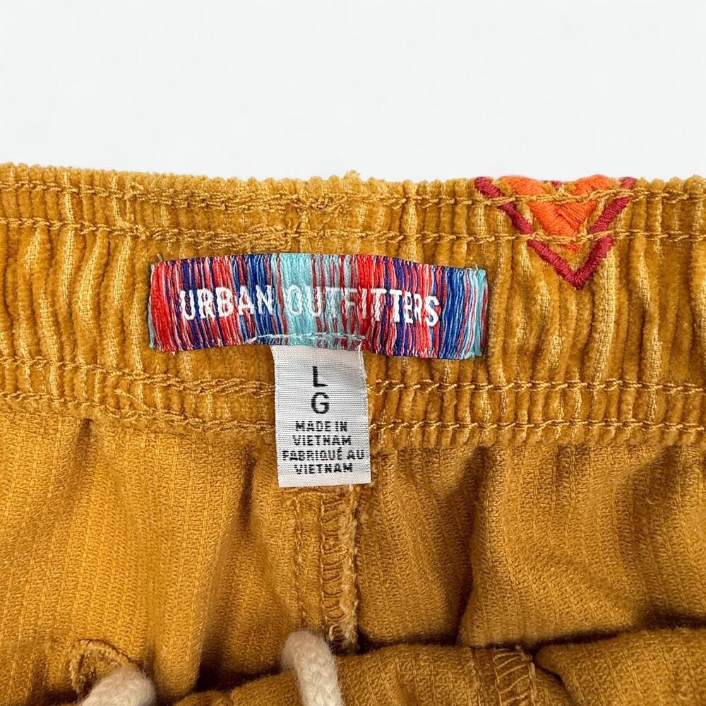 Urban Outfitters Pants Mens Large Mustard Corduroy Varsity Letter Embroidered - Picture 2 of 10